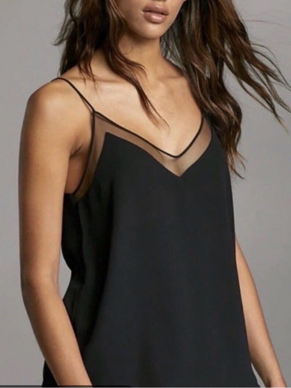 Aritzia Babaton Galen Camisole XS Black Mesh Trim